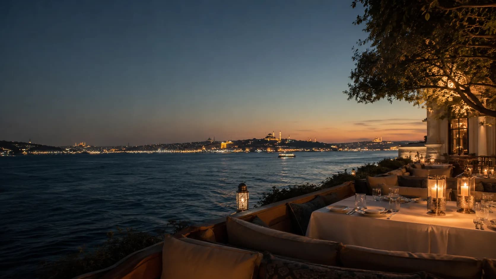 An elegant Bosphorus terrace prepared for meaningful travel